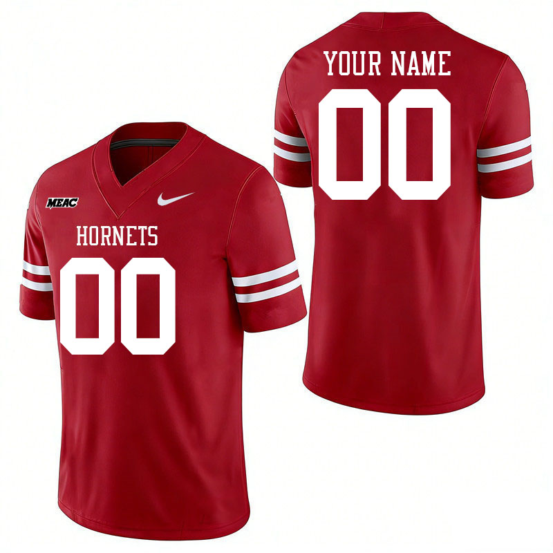 Custom Delaware State Hornets Name And Number Football Jerseys Stitched-Red